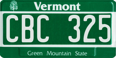 VT license plate CBC325