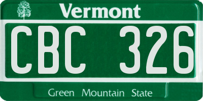 VT license plate CBC326