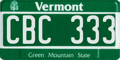 VT license plate CBC333