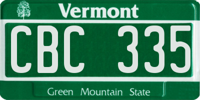 VT license plate CBC335