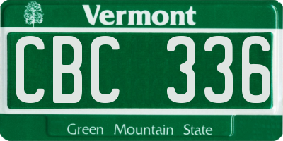 VT license plate CBC336