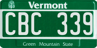 VT license plate CBC339