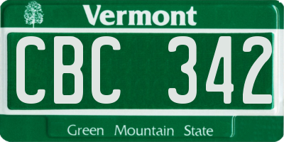 VT license plate CBC342