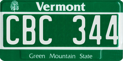 VT license plate CBC344