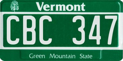 VT license plate CBC347
