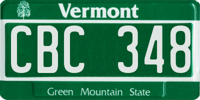 VT license plate CBC348
