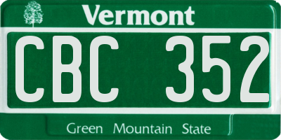 VT license plate CBC352