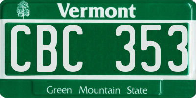 VT license plate CBC353