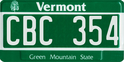 VT license plate CBC354