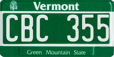 VT license plate CBC355