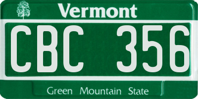 VT license plate CBC356