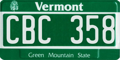 VT license plate CBC358