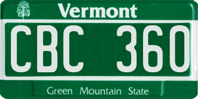 VT license plate CBC360
