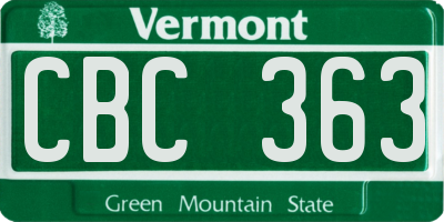 VT license plate CBC363