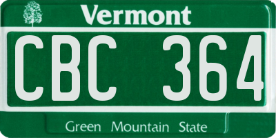 VT license plate CBC364