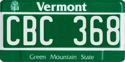 VT license plate CBC368
