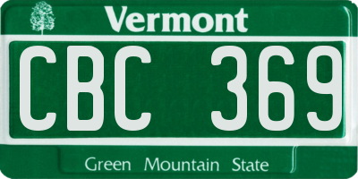VT license plate CBC369