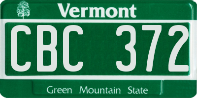 VT license plate CBC372