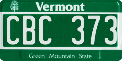 VT license plate CBC373