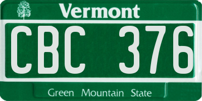 VT license plate CBC376