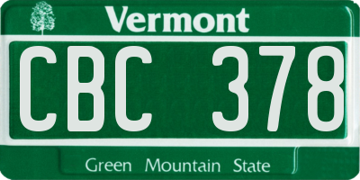 VT license plate CBC378