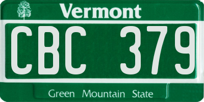VT license plate CBC379