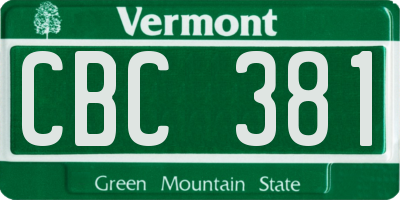 VT license plate CBC381
