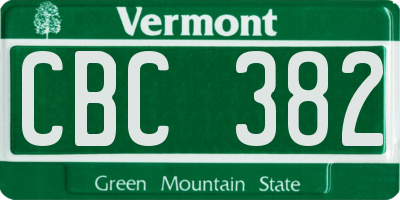 VT license plate CBC382