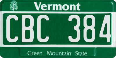 VT license plate CBC384