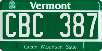 VT license plate CBC387