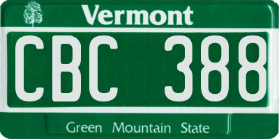 VT license plate CBC388
