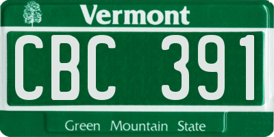 VT license plate CBC391