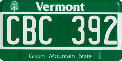 VT license plate CBC392