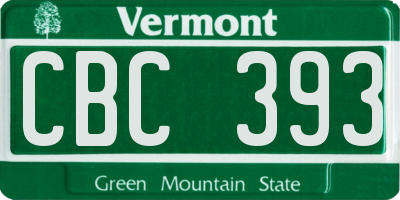 VT license plate CBC393