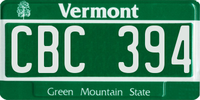 VT license plate CBC394