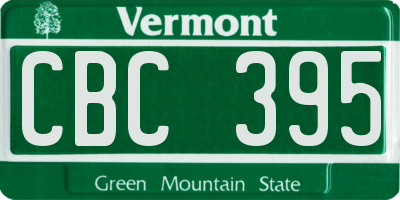 VT license plate CBC395