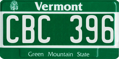 VT license plate CBC396