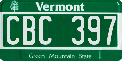 VT license plate CBC397