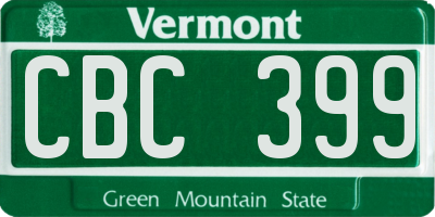 VT license plate CBC399
