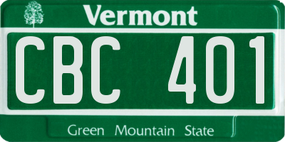 VT license plate CBC401
