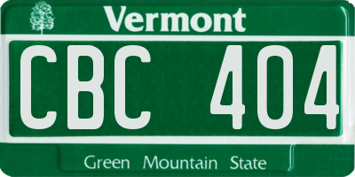 VT license plate CBC404