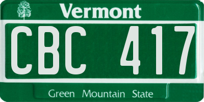 VT license plate CBC417