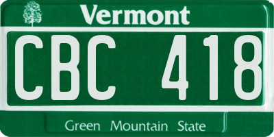 VT license plate CBC418