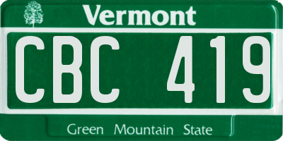 VT license plate CBC419