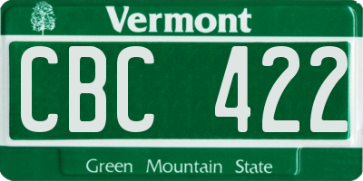 VT license plate CBC422