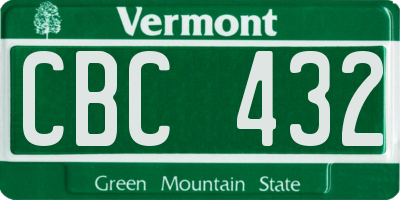 VT license plate CBC432