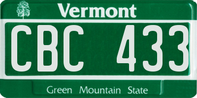 VT license plate CBC433