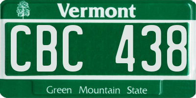 VT license plate CBC438