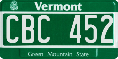 VT license plate CBC452