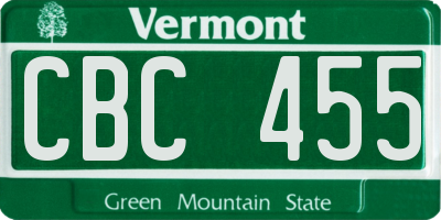 VT license plate CBC455